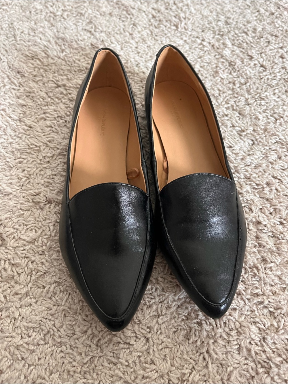 Banana Republic Black Pointed Leather Loafers